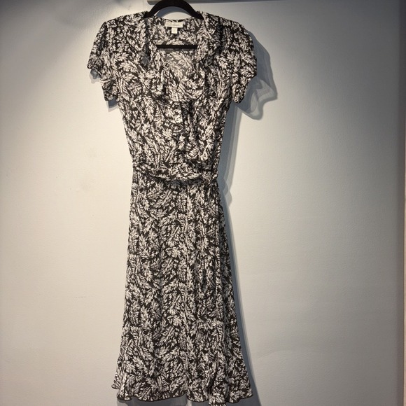 Dressbarn‎ A-line Dress Sz8  black/white Ruffle Romantic Fairy Sheer Cottagecore - Picture 1 of 7